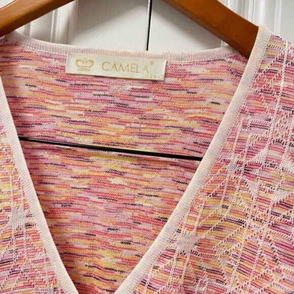 Vintage Camela Geometric Sunset Cardigan Pink - Picture 11 of 11
